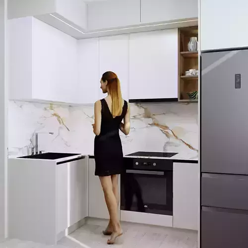 Modern Minimalist Kitchen Interior Set