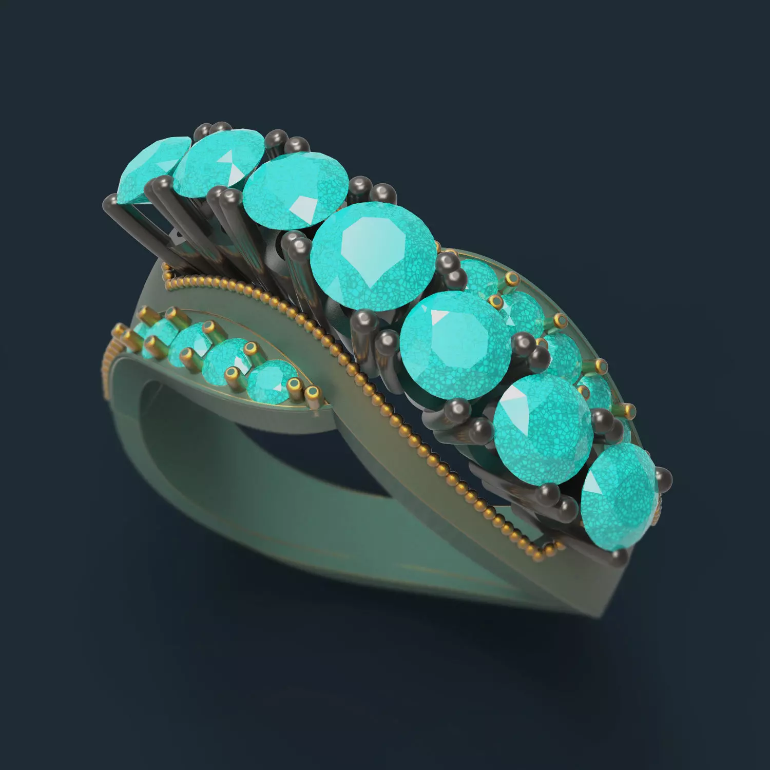 Ring turquoise 3D print model_0
