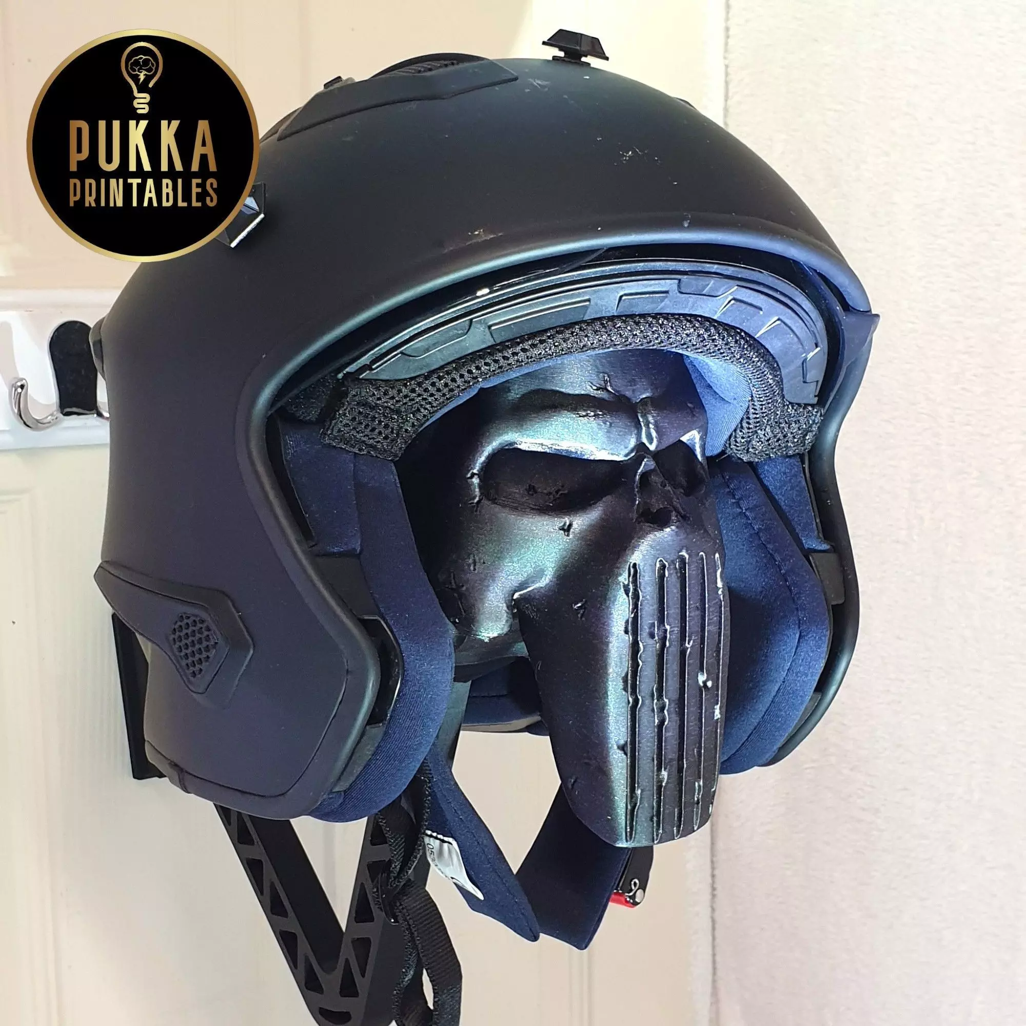 Punisher Style Skull Helmet Holder 3D Printable Helmet Rack 3D print model