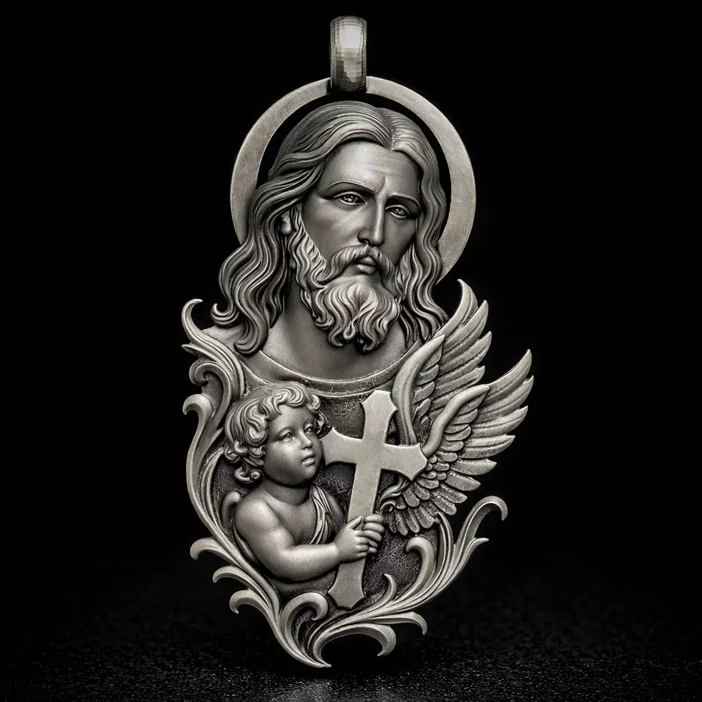 Jesus with an angel 3D print model