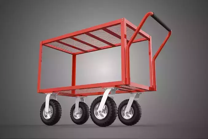 KITCHEN SERVICE FOOD UTILITY ROLLING TWO TIER RACK TROLLEY CART 3D model