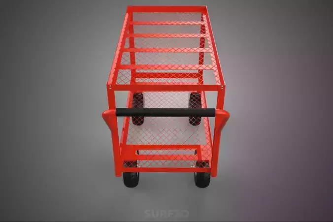 KITCHEN SERVICE FOOD UTILITY ROLLING TWO TIER RACK TROLLEY CART 3D model 3