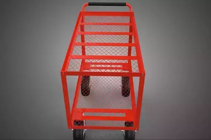 KITCHEN SERVICE FOOD UTILITY ROLLING TWO TIER RACK TROLLEY CART 3D model 7