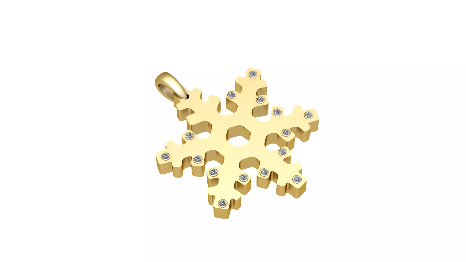The Golden Frost Gold Snowflake Pendant with Diamond Accents 3D print model