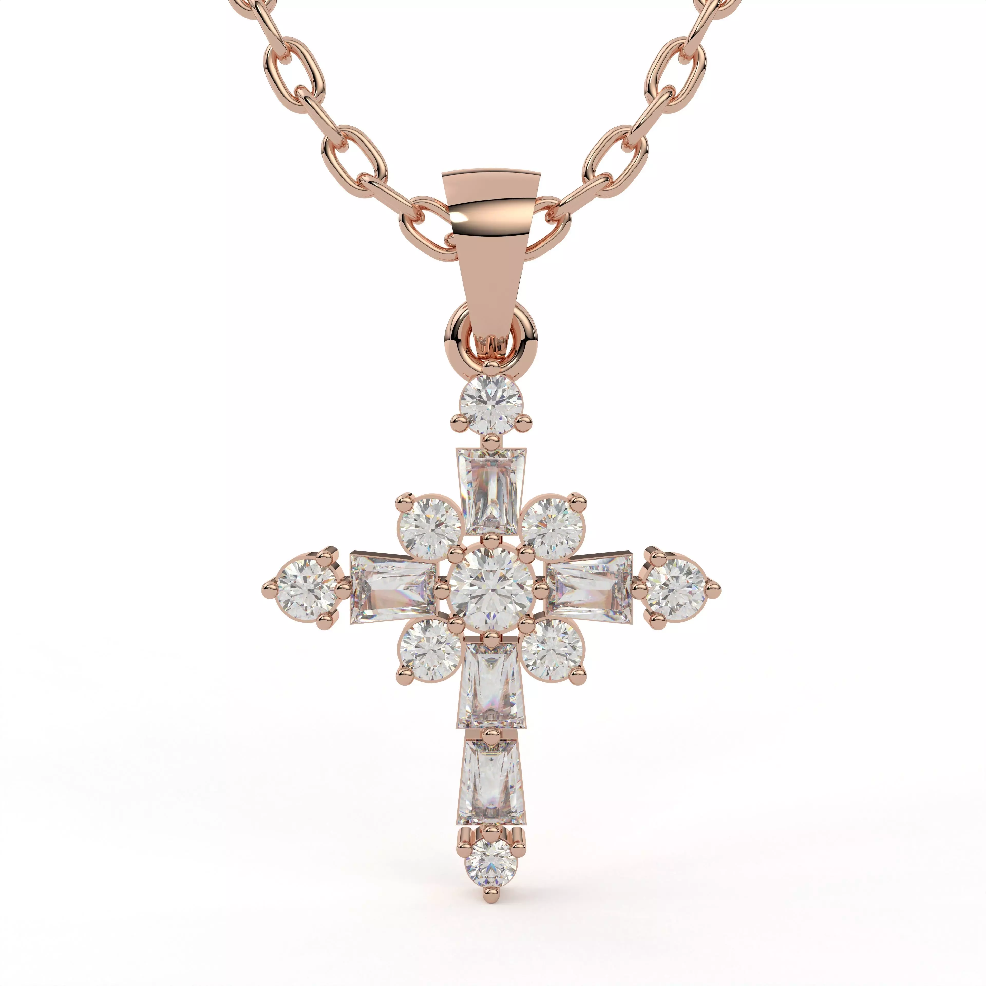 Diamond Cross Pendant Jewelry 3D Model STL 3D print model