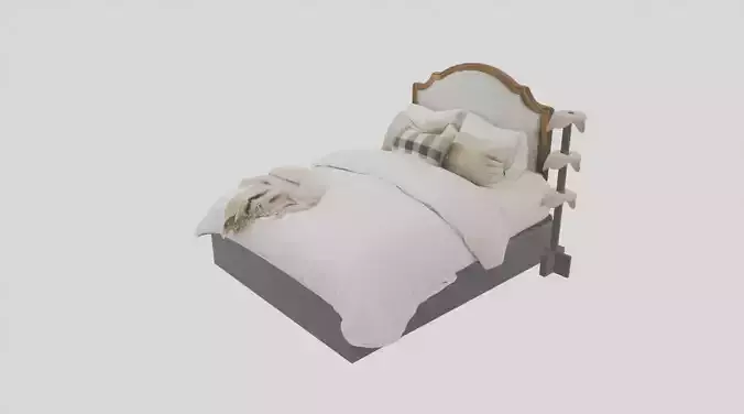 Classic Upholstered Bed - High-Poly Realistic Furniture 3D Model 3D model 5