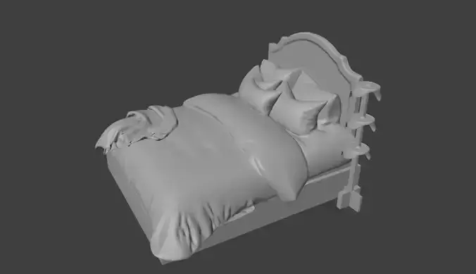 Classic Upholstered Bed - High-Poly Realistic Furniture 3D Model 3D model 4