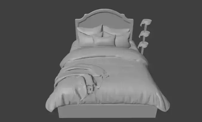 Classic Upholstered Bed - High-Poly Realistic Furniture 3D Model 3D model 2