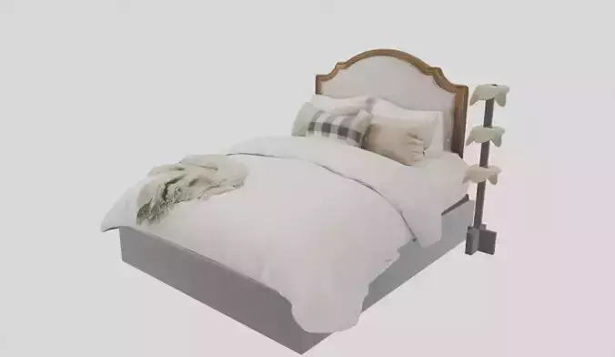 Classic Upholstered Bed - High-Poly Realistic Furniture 3D Model 3D model 6