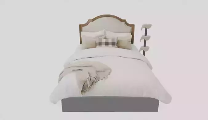 Classic Upholstered Bed - High-Poly Realistic Furniture 3D Model 3D model 3