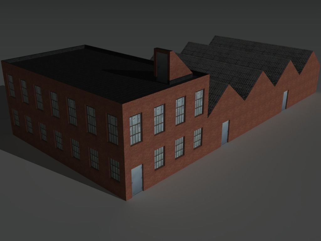 Factory Building 8 Low-poly 3D model_4