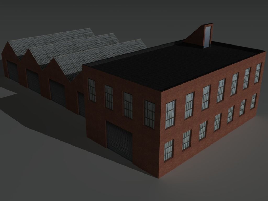 Factory Building 8 Low-poly 3D model_2