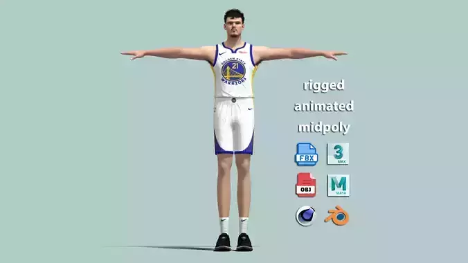 T-Pose Rigged Quinten Post Golden State Warriors NBA