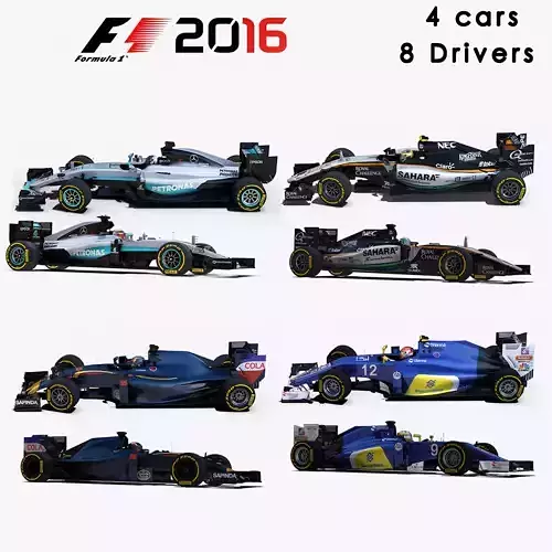 Formula 1 2016 car pack 1 Low-poly 3D model