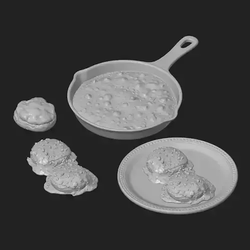 Biscuits and Gravy Breakfast 3D print model