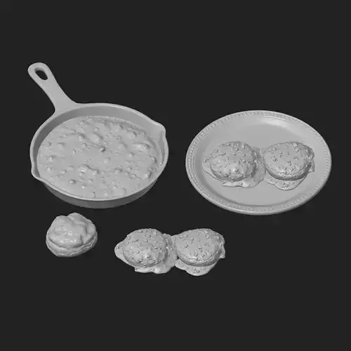 Biscuits and Gravy Breakfast 3D print model 5