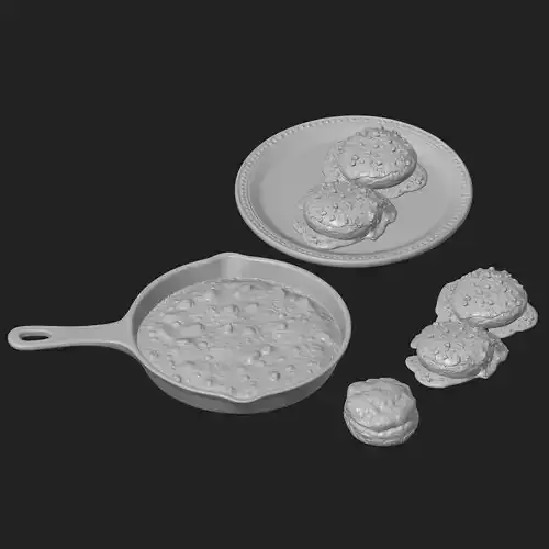 Biscuits and Gravy Breakfast 3D print model 4