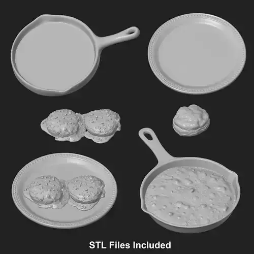 Biscuits and Gravy Breakfast 3D print model 2