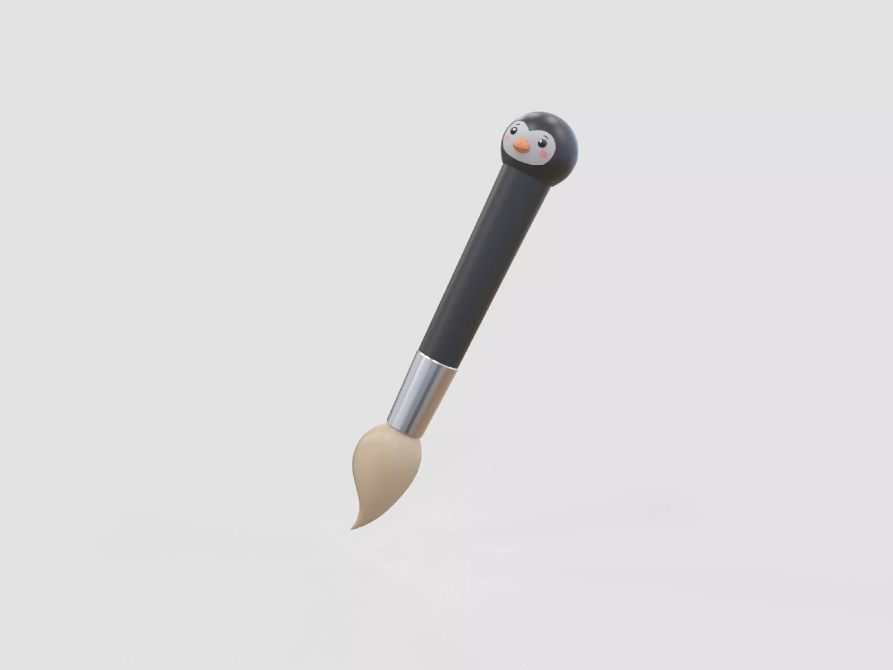 Low-Poly Cartoon Penguin Paint Brush Low-poly 3D model
