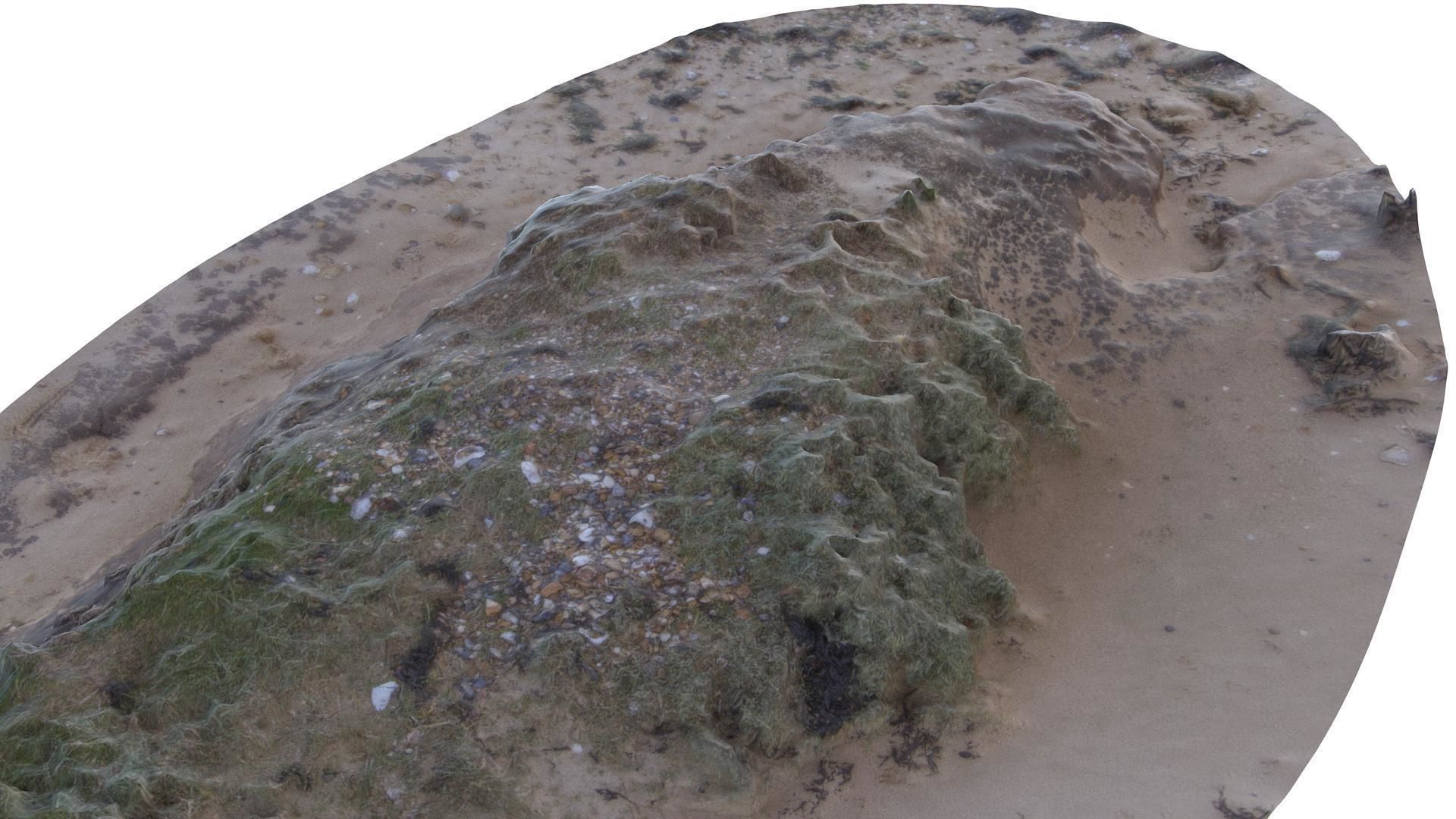 Beach Mud Mound - High and Low Poly versions Low-poly 3D model_2