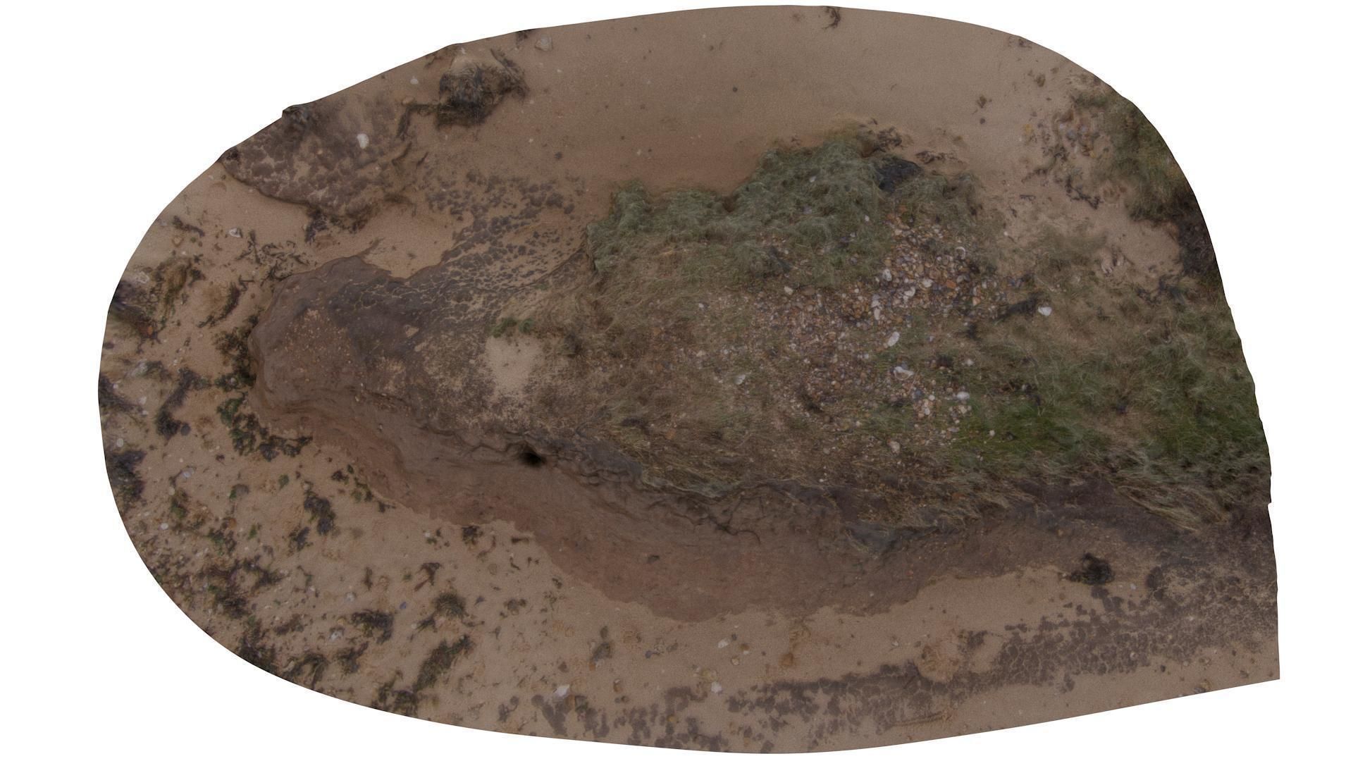 Beach Mud Mound - High and Low Poly versions Low-poly 3D model_4