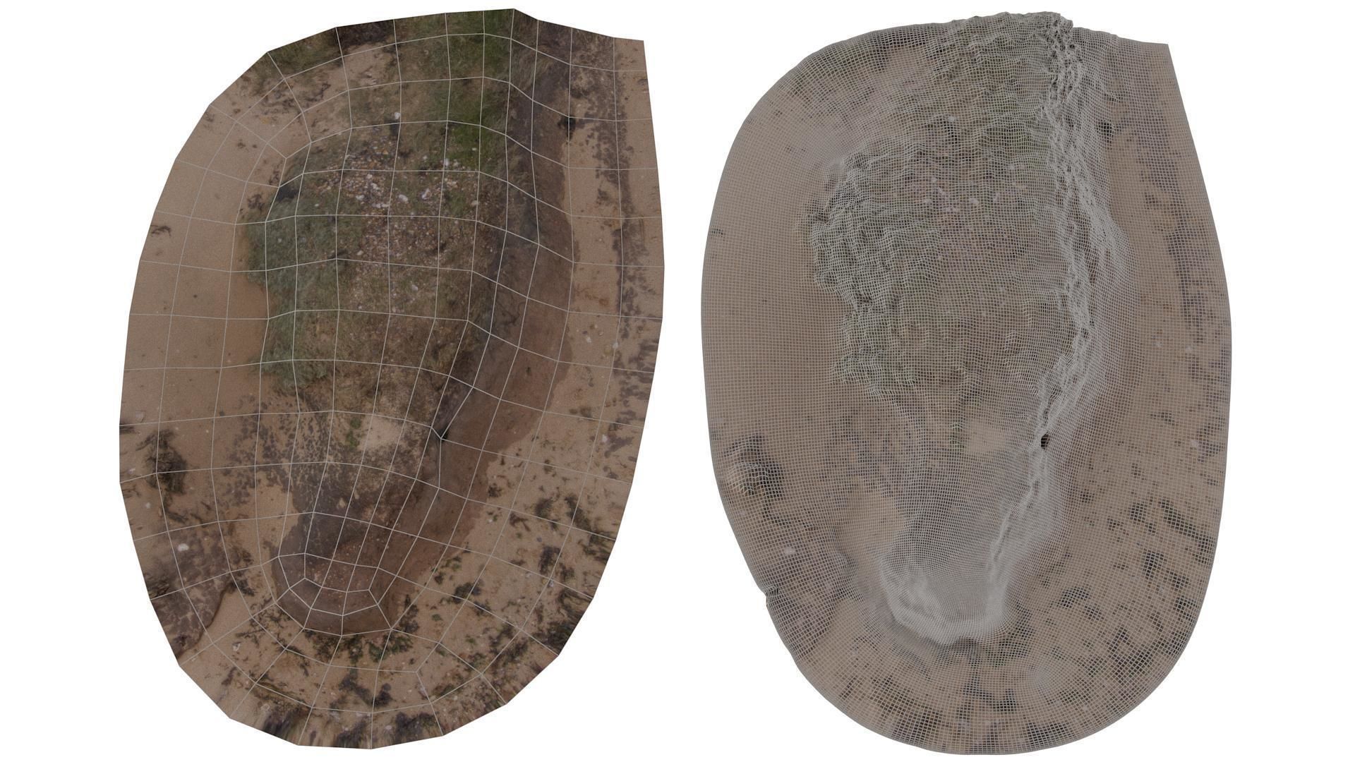 Beach Mud Mound - High and Low Poly versions Low-poly 3D model_3