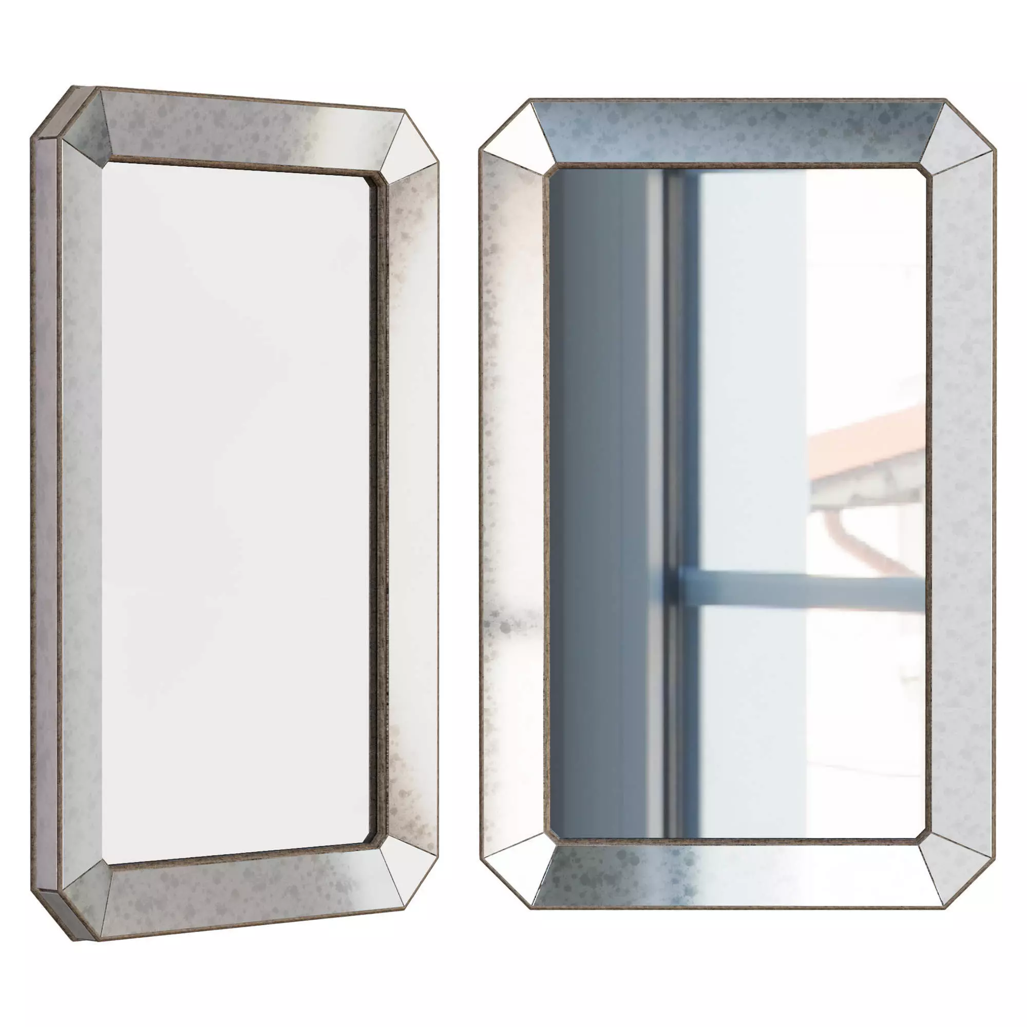 Antiqued Rectangular Mirror 3D model