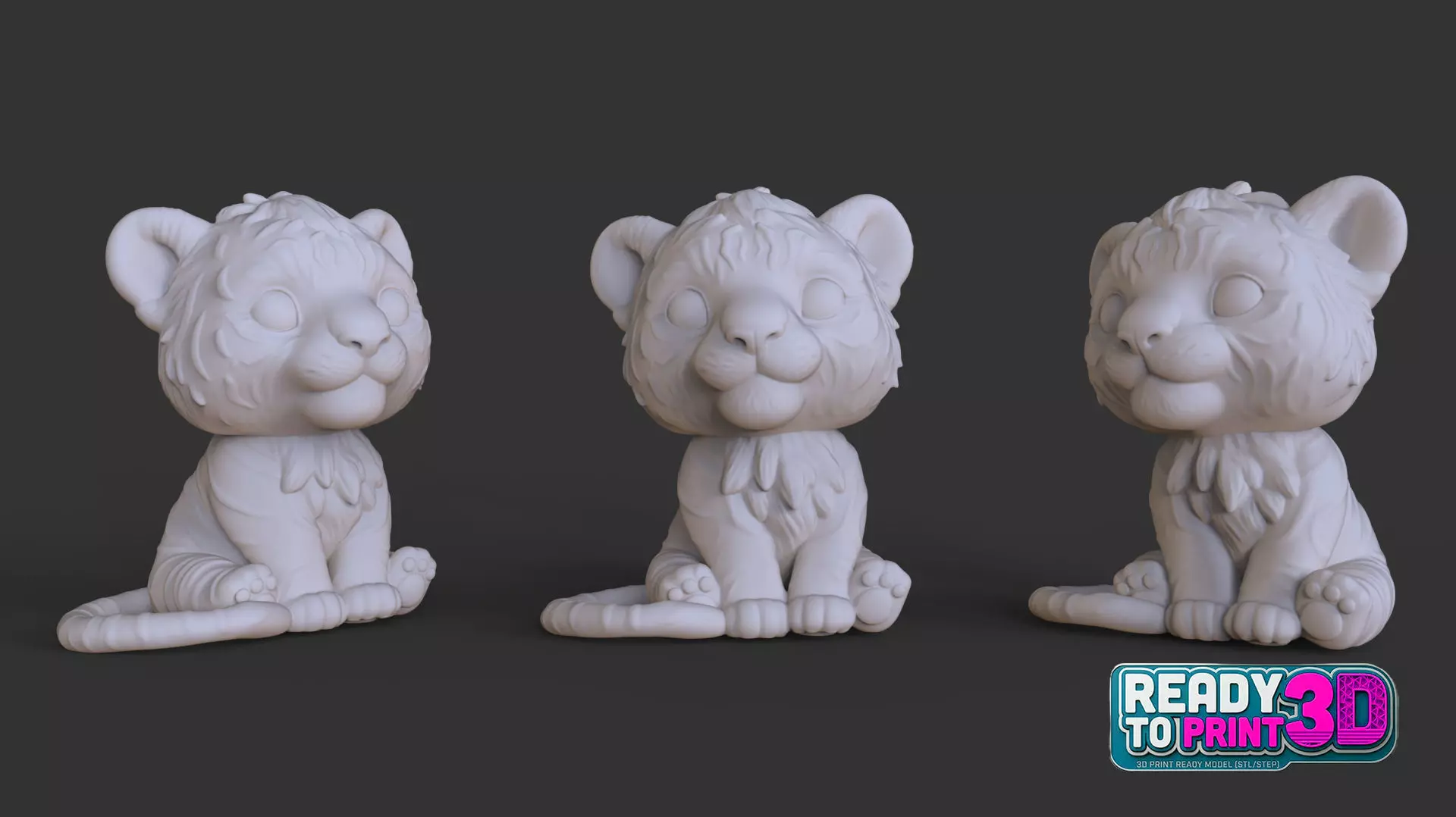 Cute Baby Tiger 3D Print Ready STL Model 3D print model