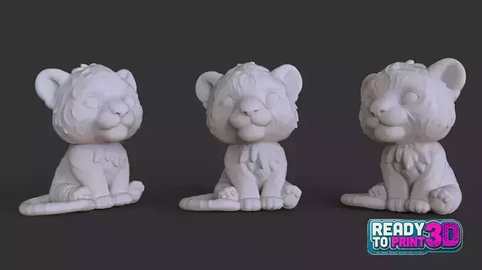 Cute Baby Tiger  3D Print Ready STL Model