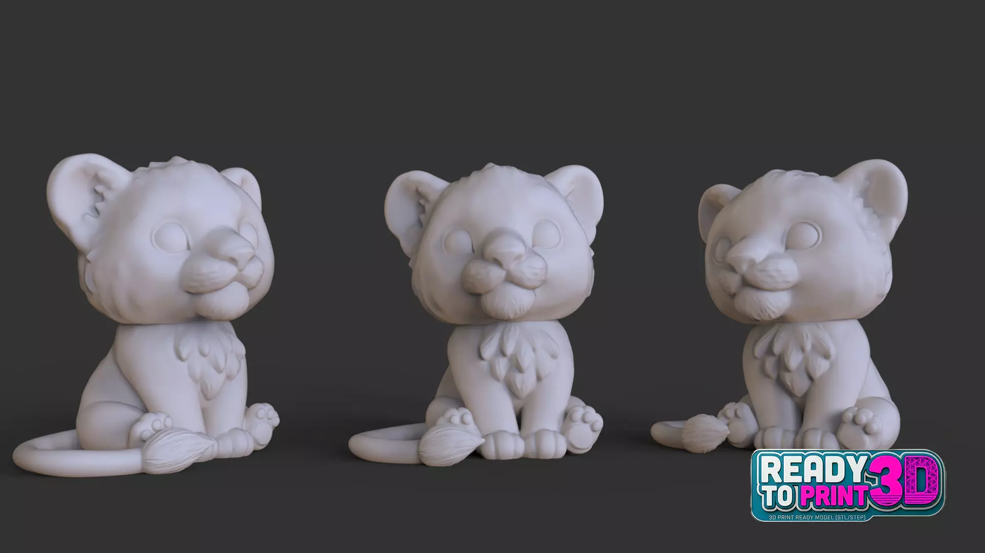 Cute Baby Lion 3D Print Ready STL Model 3D print model