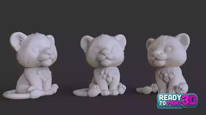 Cute Baby Lion  3D Print Ready STL Model