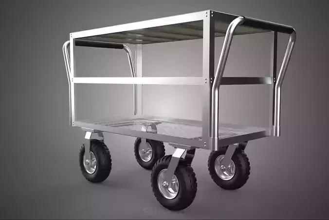 DISH TRANSPORT KITCHEN FOOD RESTAURANT ROLLING TRAY TROLLEY CART 3D model 7