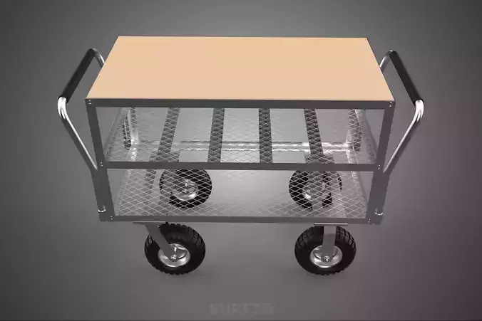 DISH TRANSPORT KITCHEN FOOD RESTAURANT ROLLING TRAY TROLLEY CART 3D model 5