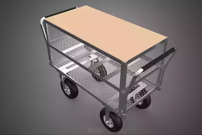 DISH TRANSPORT KITCHEN FOOD RESTAURANT ROLLING TRAY TROLLEY CART 3D model 6