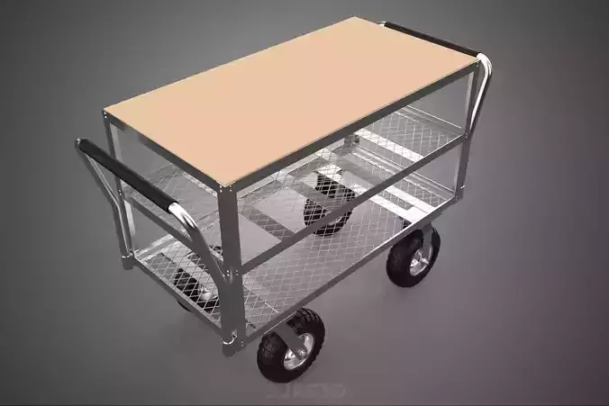 DISH TRANSPORT KITCHEN FOOD RESTAURANT ROLLING TRAY TROLLEY CART 3D model 4