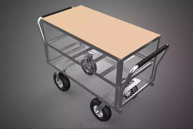 DISH TRANSPORT KITCHEN FOOD RESTAURANT ROLLING TRAY TROLLEY CART 3D model 2