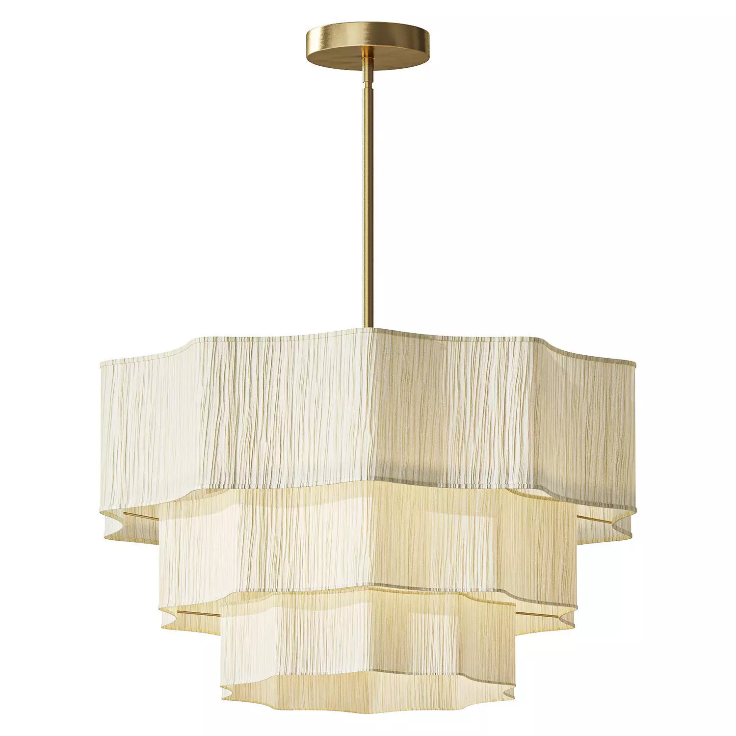 Woven Ivory String 3 Tier Round Lantern Chandelier 3D model