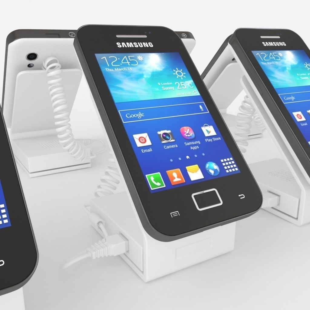 Smart phone on shop stand or cradle 3D model_1