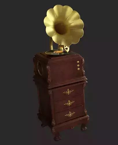Old gramophone Low-poly 3D model