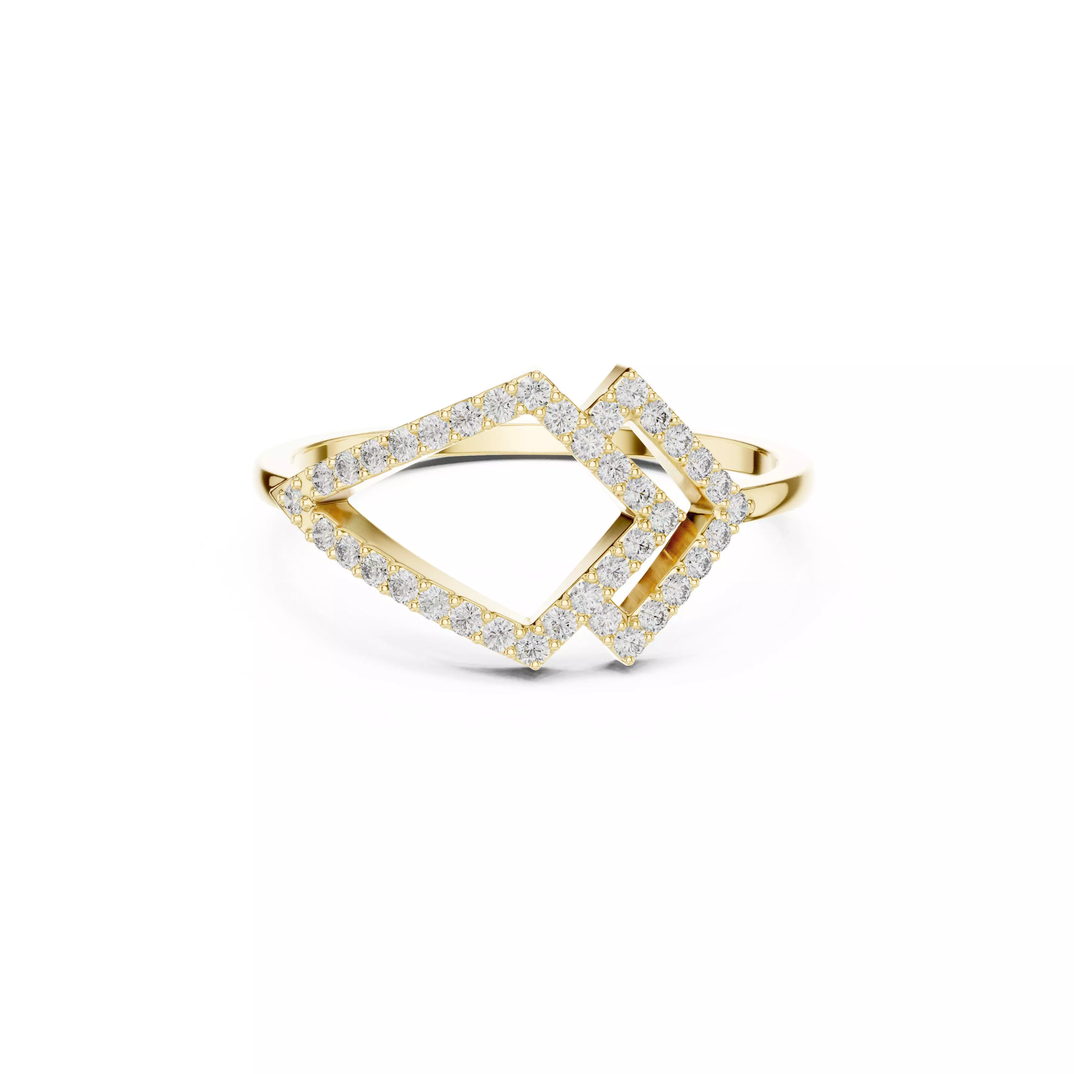 Jewelry Double Diamond Frame Ring Modern Open Rings CAD 3D print model