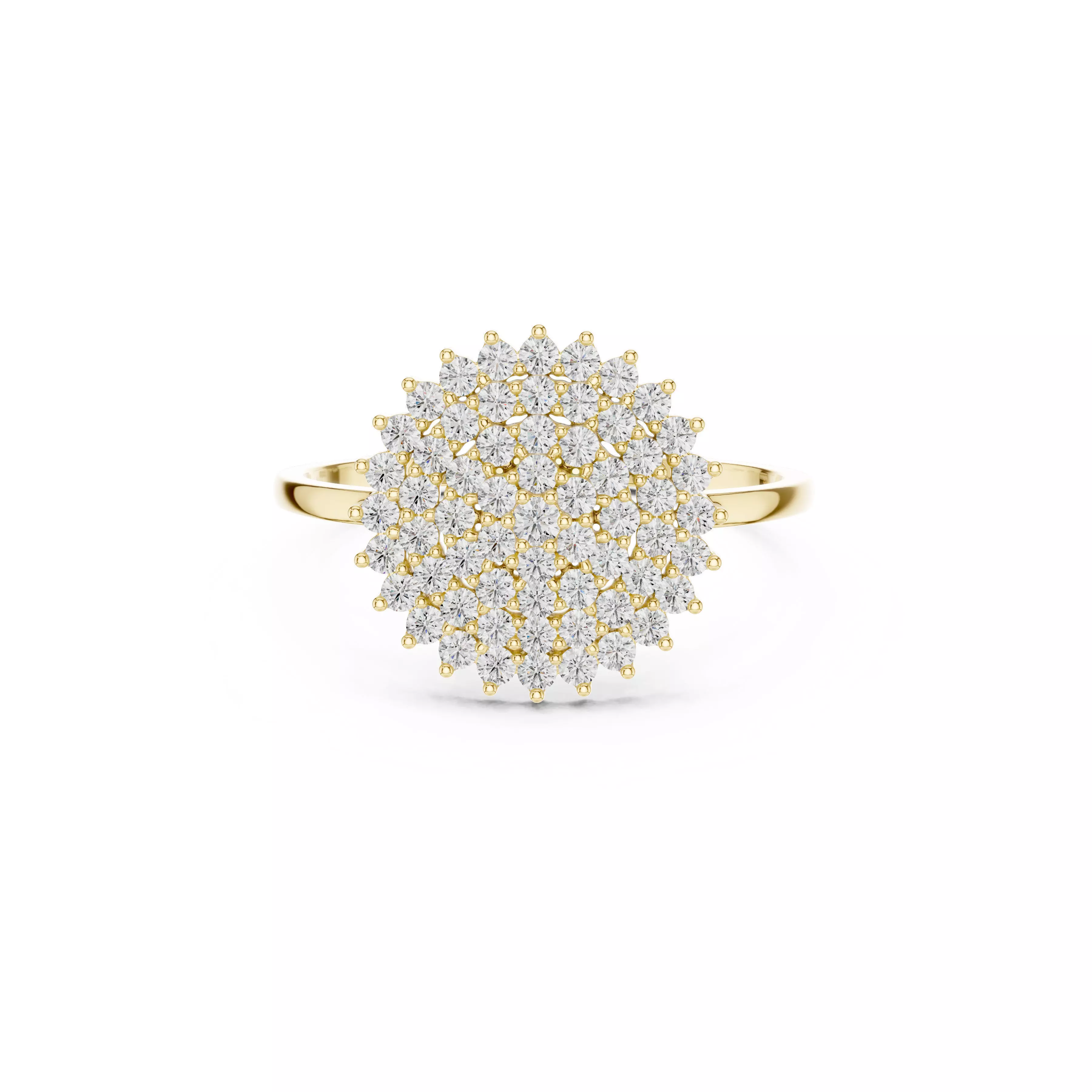 Jewelry Modern Circular Cluster Pave Diamond Disc Ring CAD Rings 3D print model