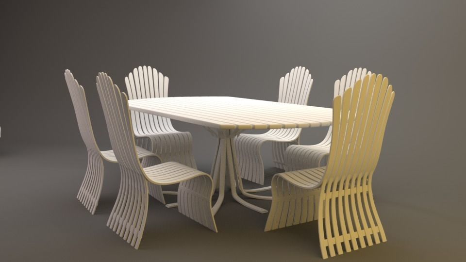 African style dining Set Free 3D model