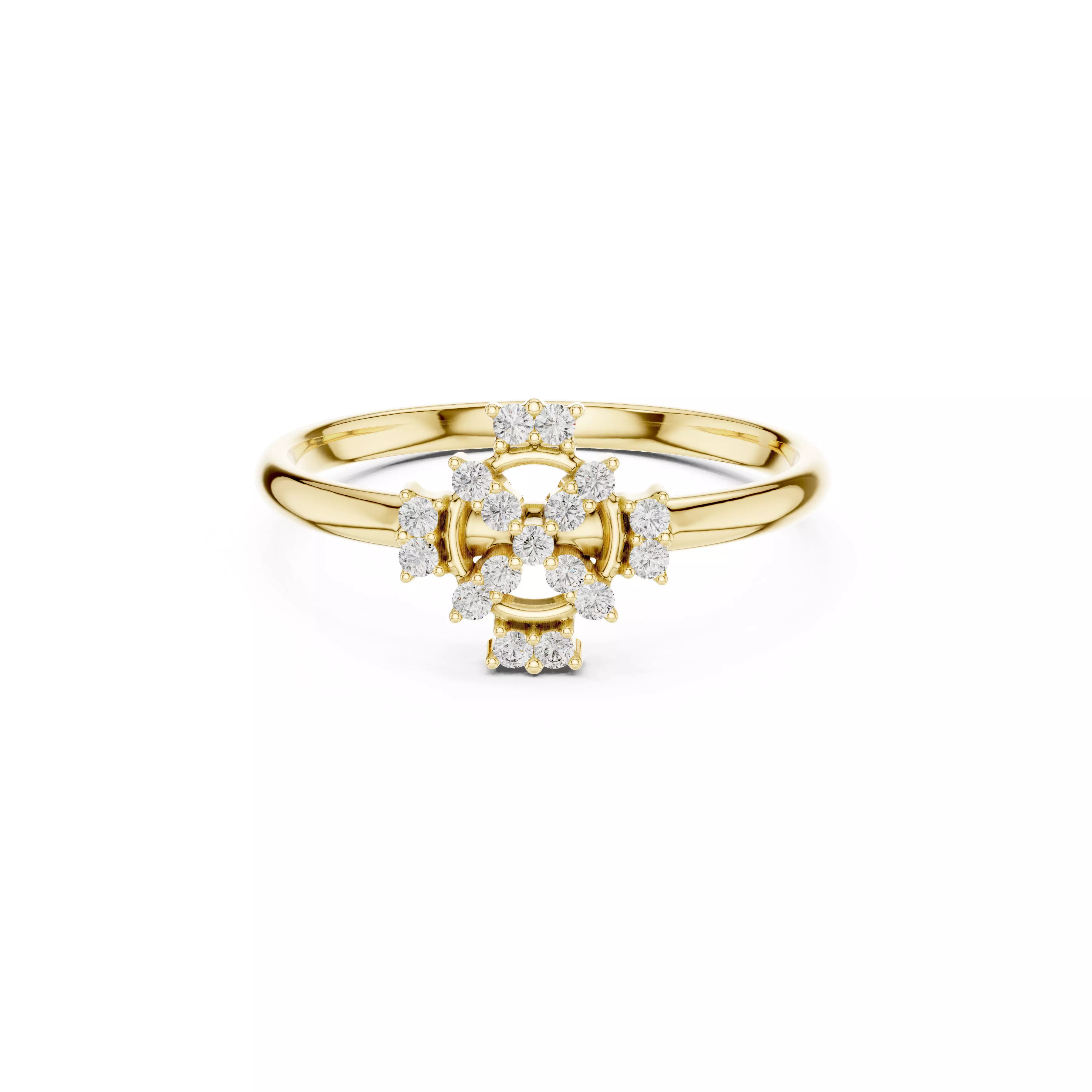 Jewelry Floral Cluster Diamond Ring Multi Petal Gold CAD 3D print model
