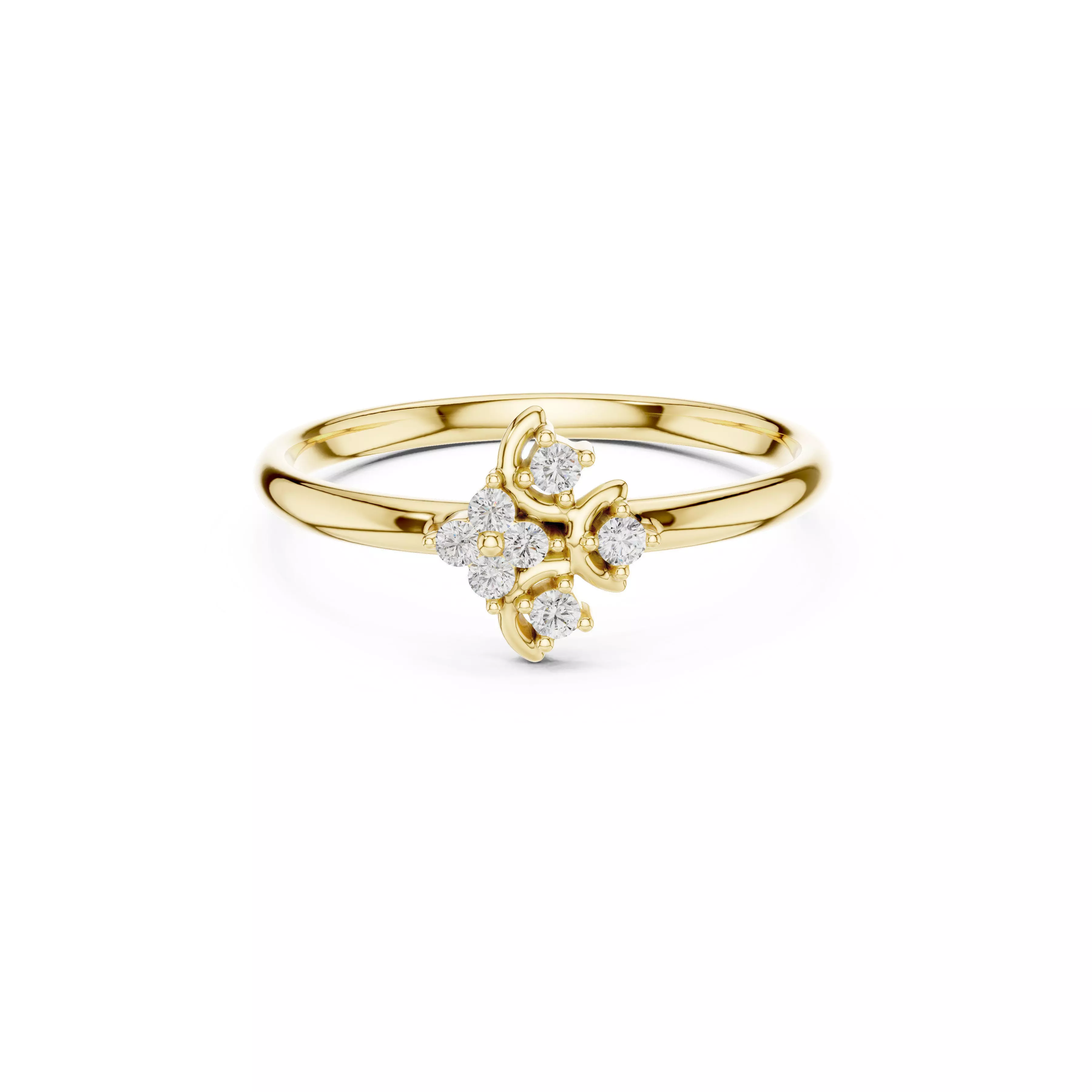 Jewelry Elegant Butterfly Floral Diamond Cluster Ring CAD Rings 3D print model
