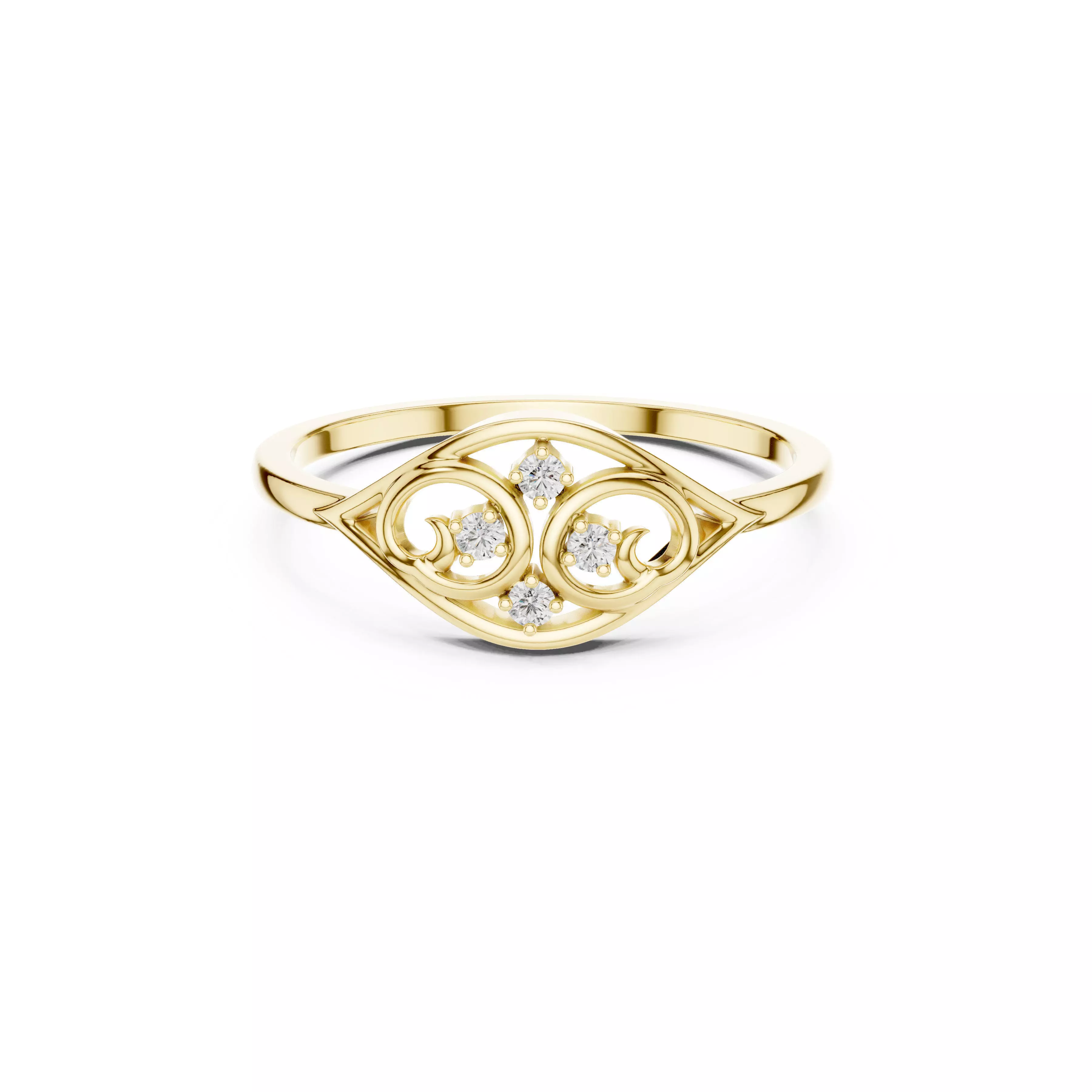 Jewelry Vintage Scroll Marquise Frame Diamond Ring CAD Rings 3D print model