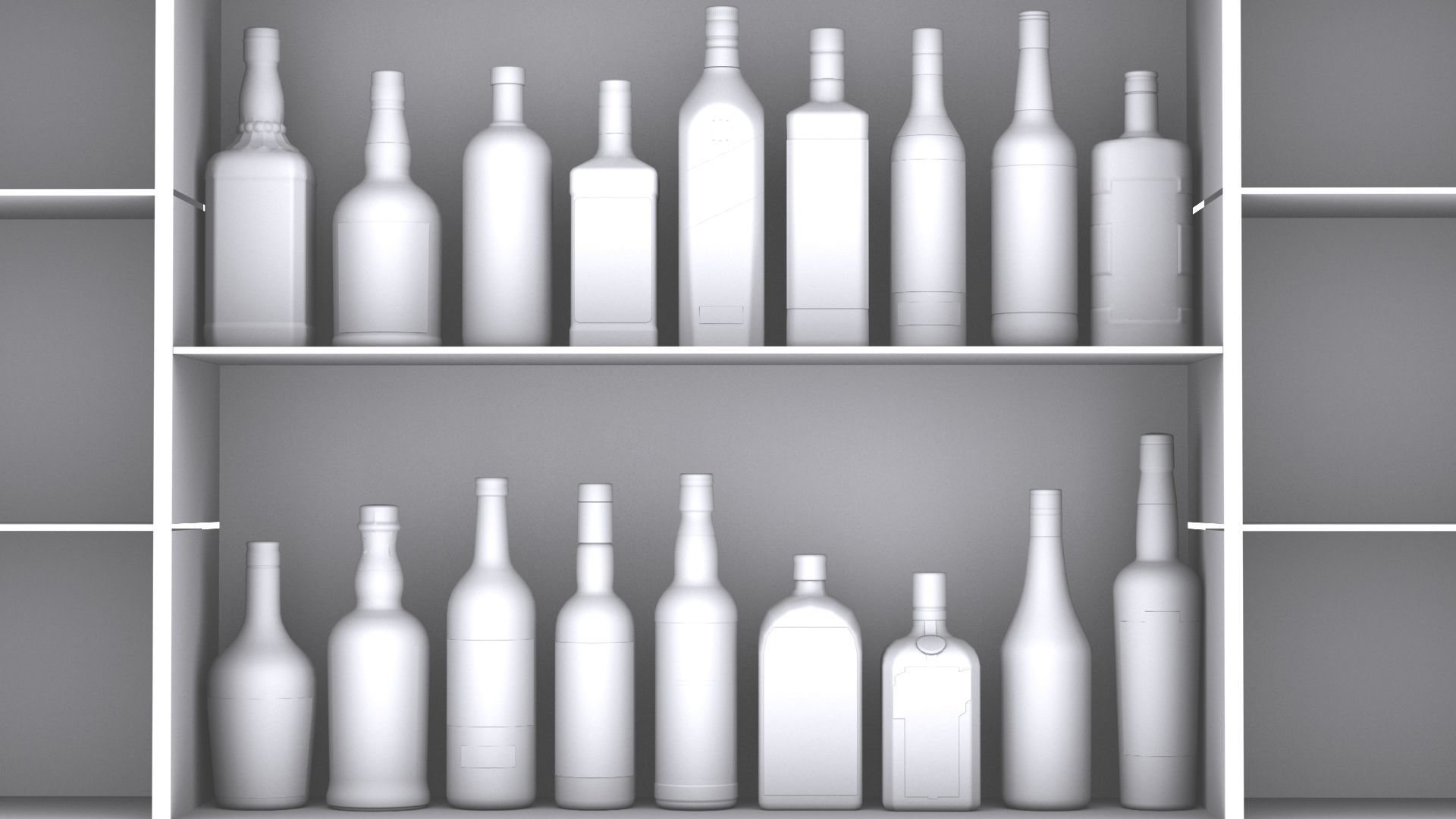 Liquor Bottles With Bar Unit Interior Low-poly 3D model_13