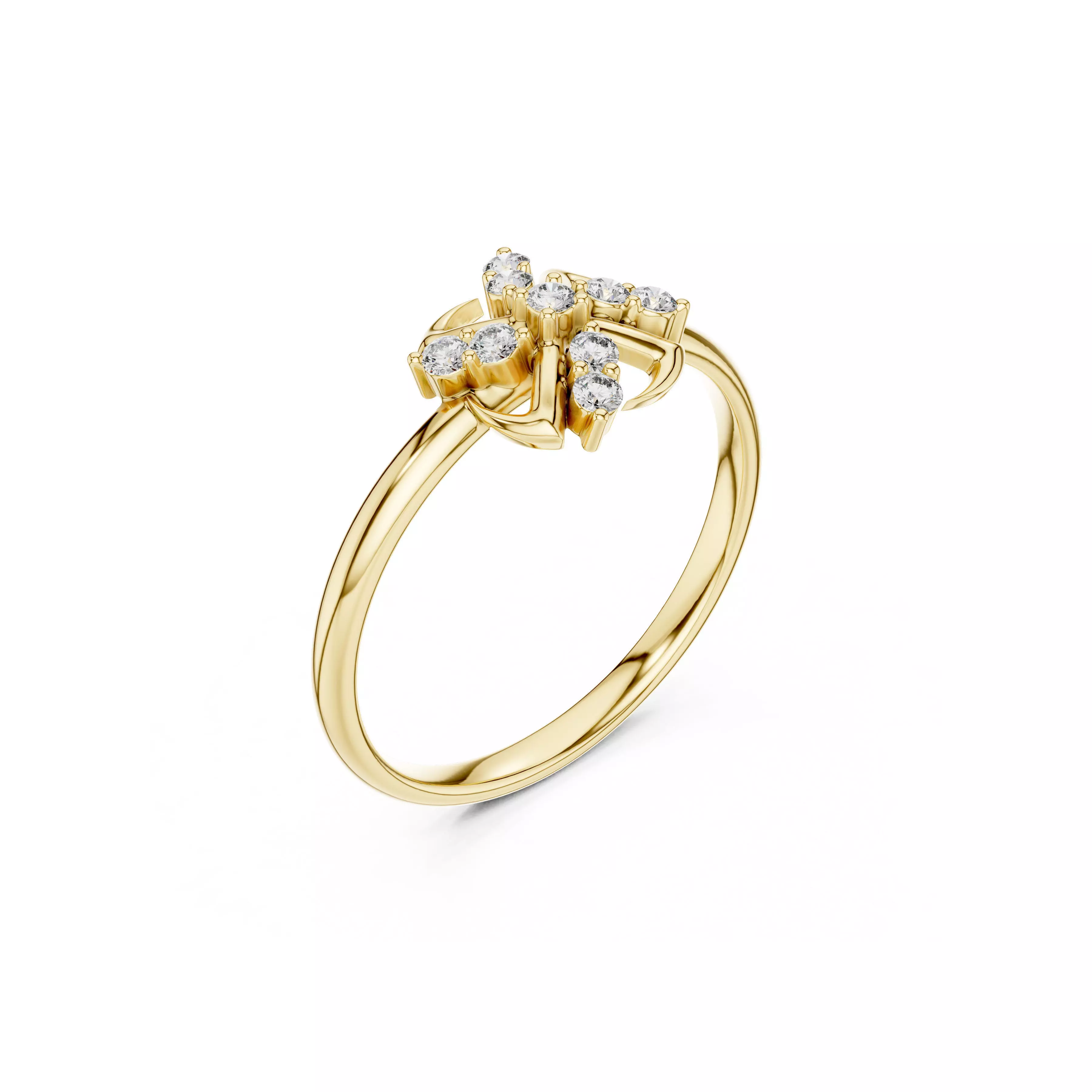 Jewelry Luxury Twisted Floral Swirl Petal Diamond Ring CAD Rings 3D print model