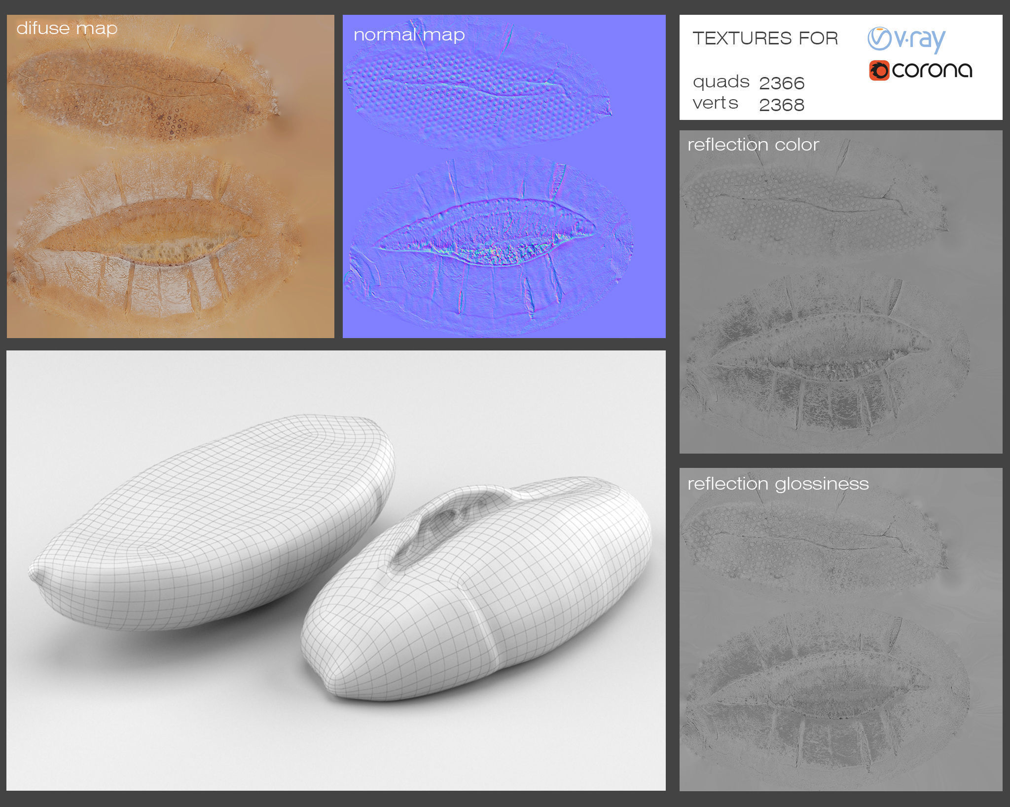 White Bread Set 3D model_1