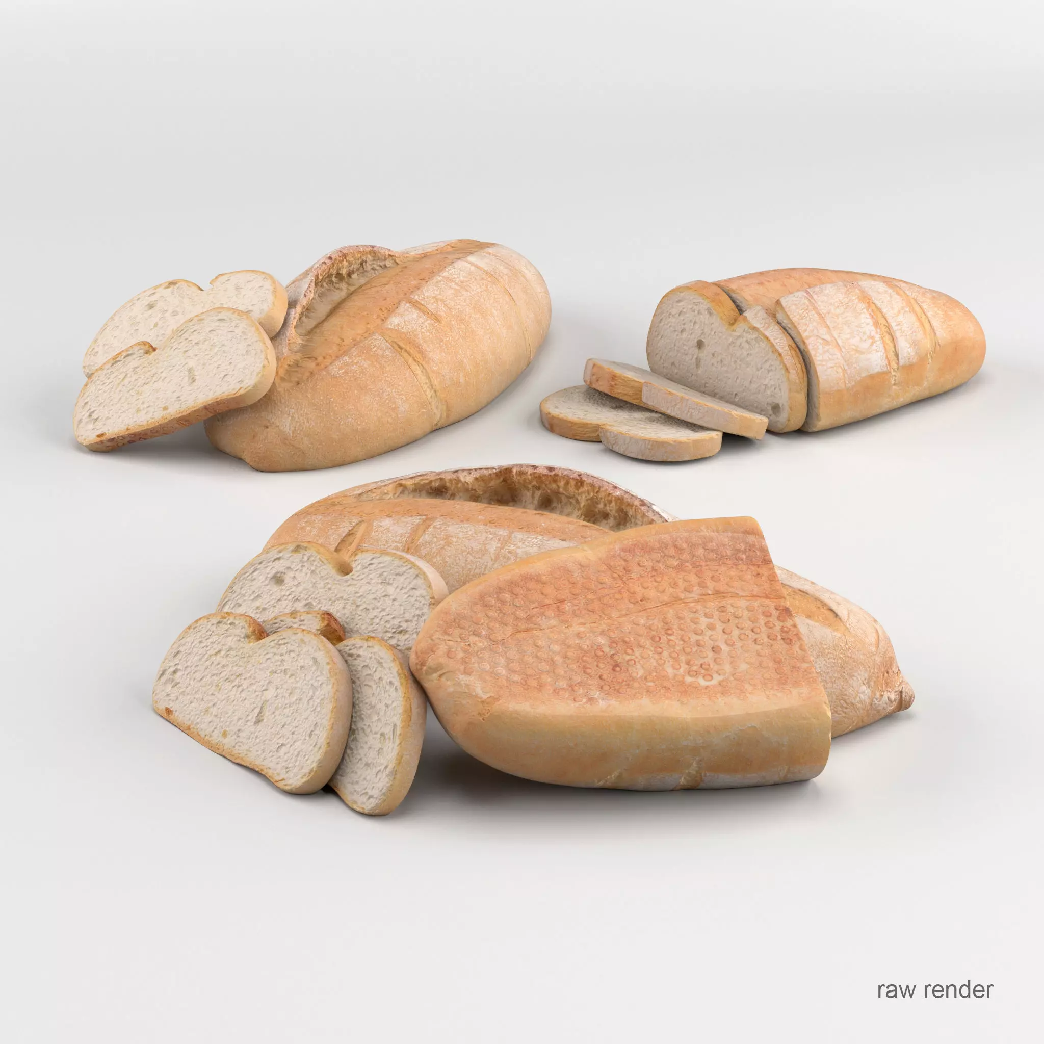 White Bread Set 3D model_0