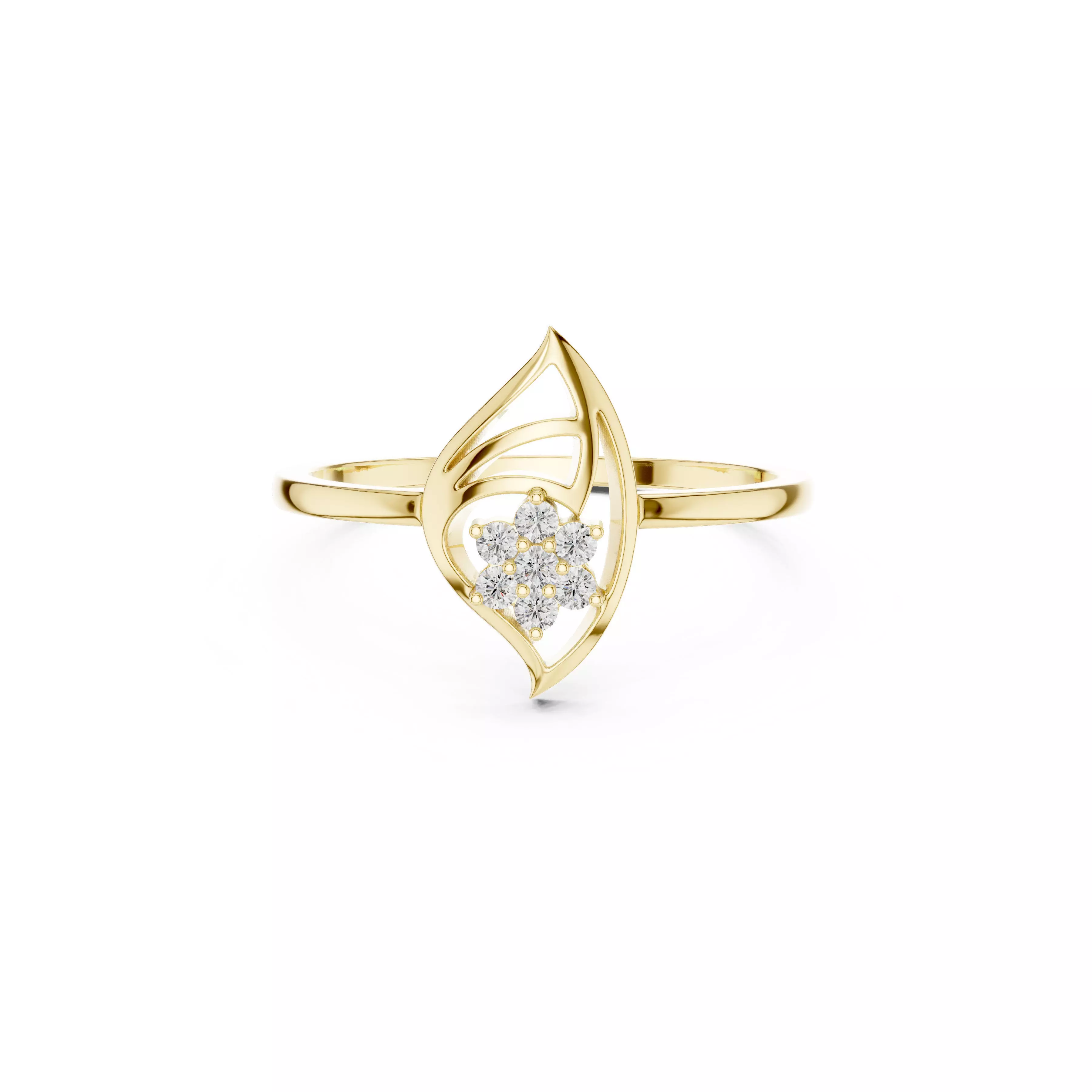 Jewelry Minimal Nature Flowing Organic Leaf Diamond Ring 3D print model